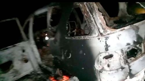 Asesinato en Guayaramerín: Hallan quemado el vehículo que  utilizaron los atacantes