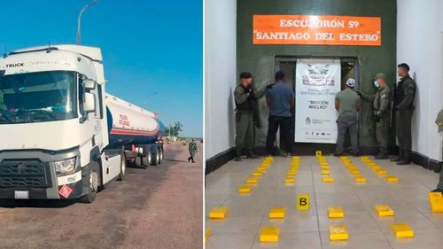 Cisterna boliviana cae en Argentina con 47 kilos de cocaína