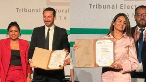 Entregan credenciales a Velasco y Aguirre en acto del TED