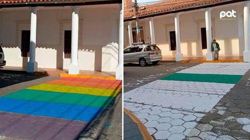 Paso de cebra con los colores del arcoíris fue borrada horas después de ser pintada
