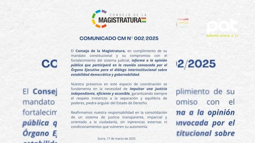 Consejo de la magistratura participará en diálogo sobre estabilidad democrática  