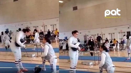 Esgrimista se arrodilla en señal de protesta al enfrentar a rival trans y es expulsada del torneo  