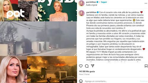 Paris hPHilton regresó a los escombros de su mansión en Malibú: “Tengo el corazón en pedazos”  