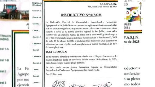 Productores Interculturales de San Julián anuncian bloqueo indefinido desde el 25 de febrero  
