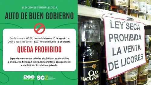 Elecciones nacionales: ¿Desde cuándo se debe aplicar la &#039;Ley seca&#039; en Santa Cruz?