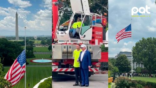 Donald Trump regala dos mega banderas a la nación desde la Casa Blanca