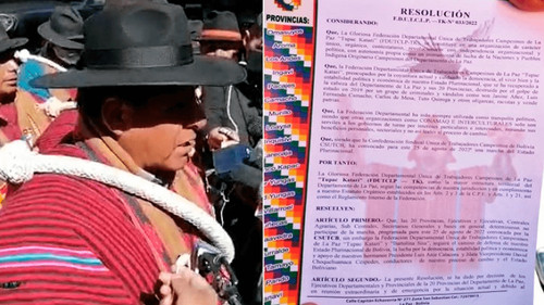 Campesinos de Túpac Katari deciden no participar en marcha de apoyo al Gobierno