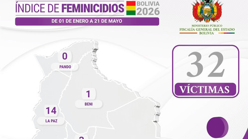 32 feminicidios en lo que va de 2026: La Paz concentra la mayoría de los casos