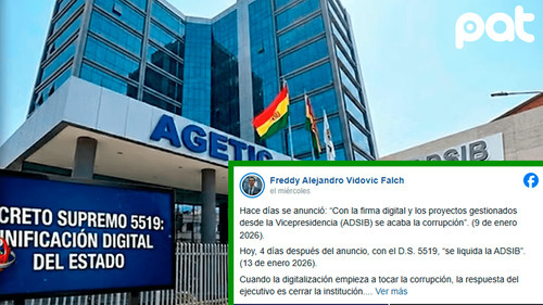 Vicepresidencia cuestiona cierre de ADSIB y denuncia "decretocracia"